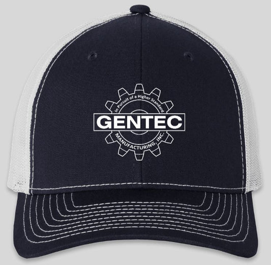 Gentec Trucker Hat - White/Navy - Embroidered