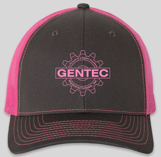 Gentec Trucker Hat - Pink/Grey - Embroidered